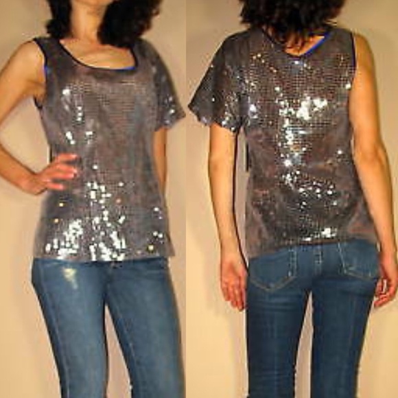 Host pick HP Anthropologie Tracy Reese Sequin One-shoulder Top Y2K Vintage New - Picture 1 of 7